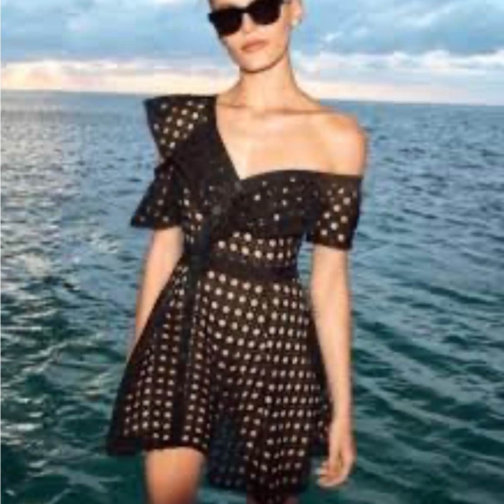 Self-Portrait Black One-Shoulder Dress